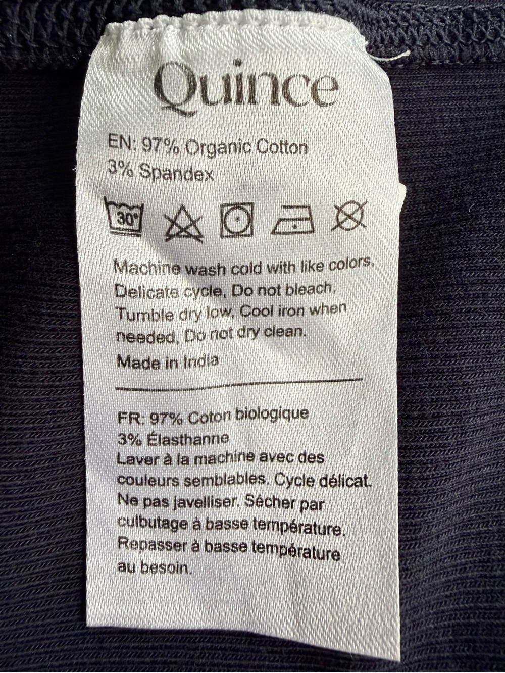 Quince Women’s Organic Cotton Micro-Rib Long Sleeve Tee Deep Navy Medium - Picture 6 of 9